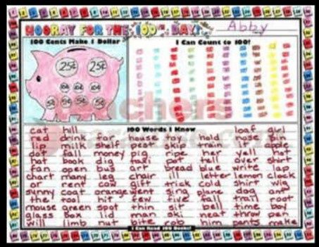 (K-3) 100th Day Activity Posters