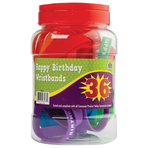 Happy Birthday Wristbands 36/container