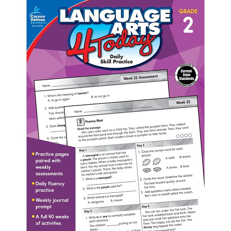 Grade 2 Language Arts 4 Today Workbook