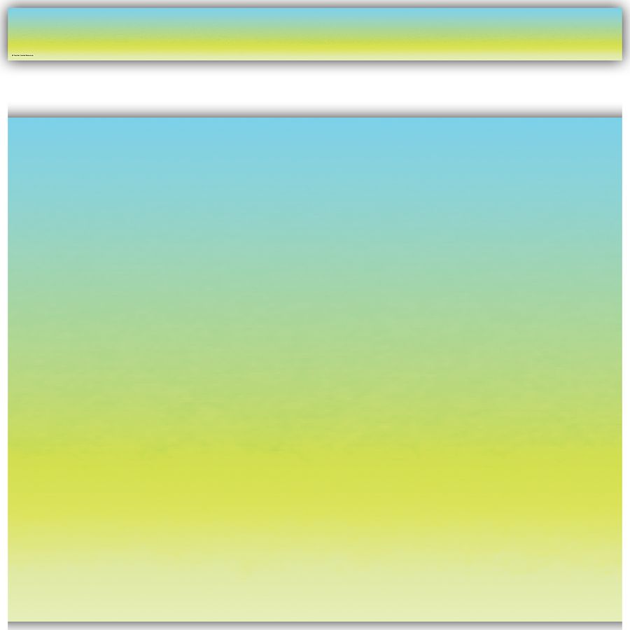 Aqua and Lime Color Wash Straight Border Trim