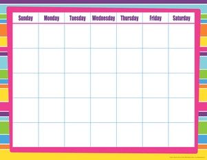 Calendar Chart Happy Bright Stripe