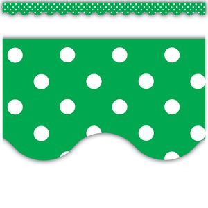 Green Polka Dots Scalloped Border Trim