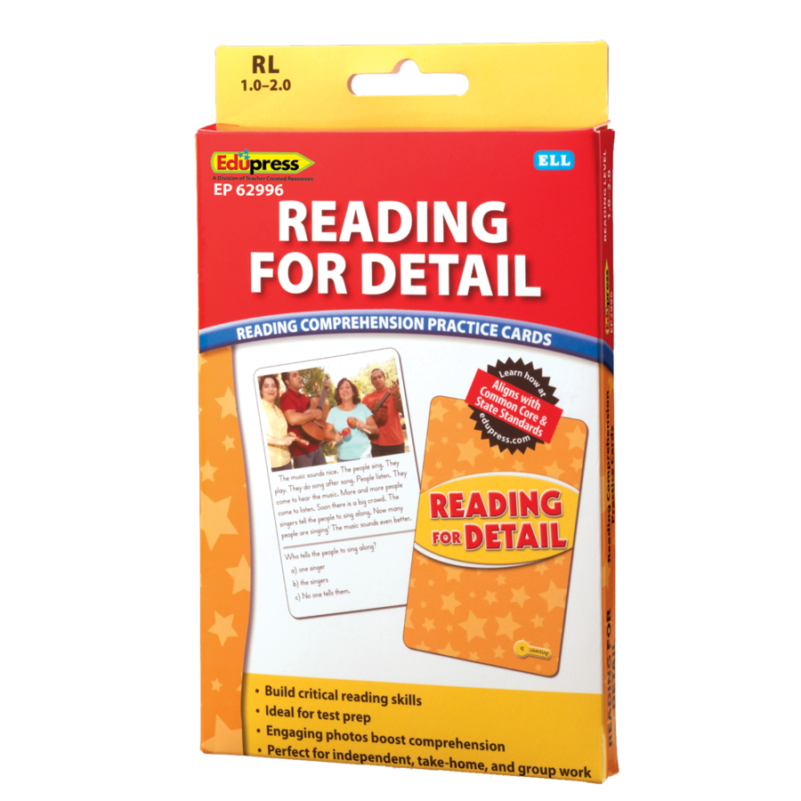 Reading for Detail Practice Cards Yellow Level