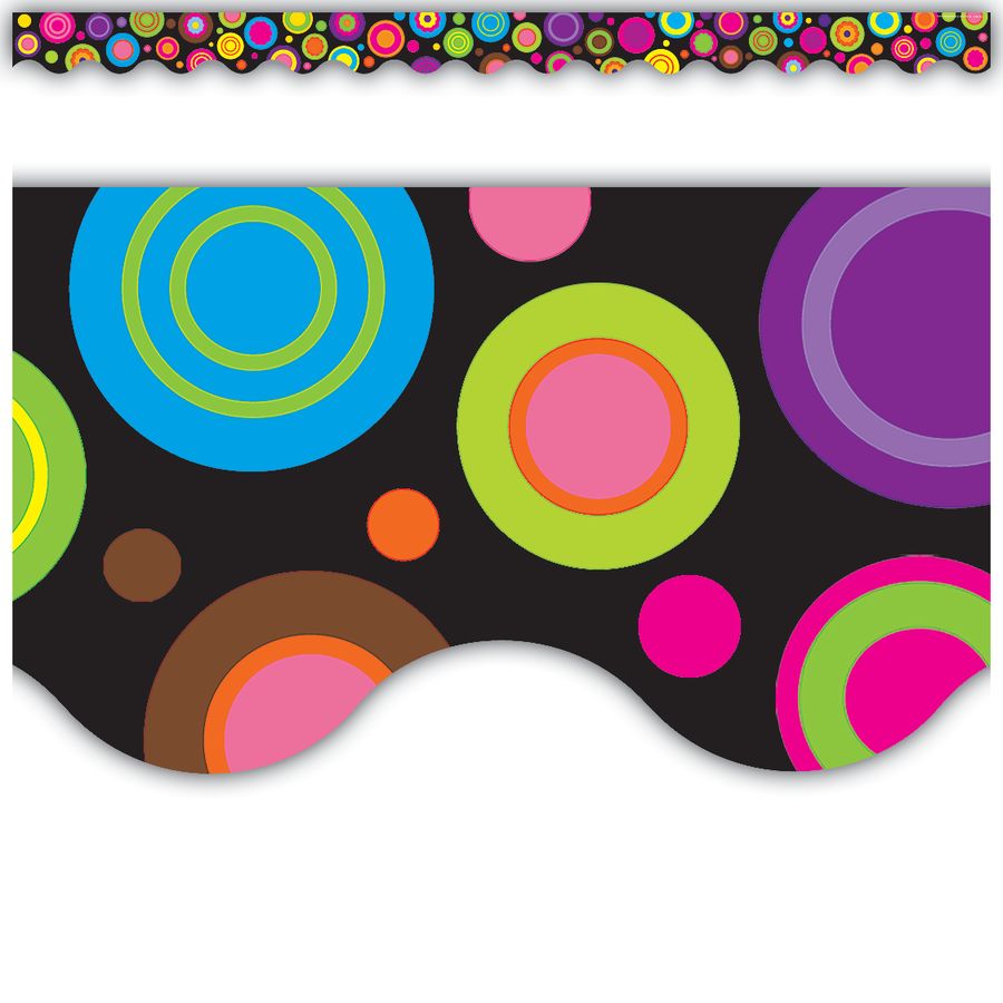 Colorful Circles Scalloped Border Trim