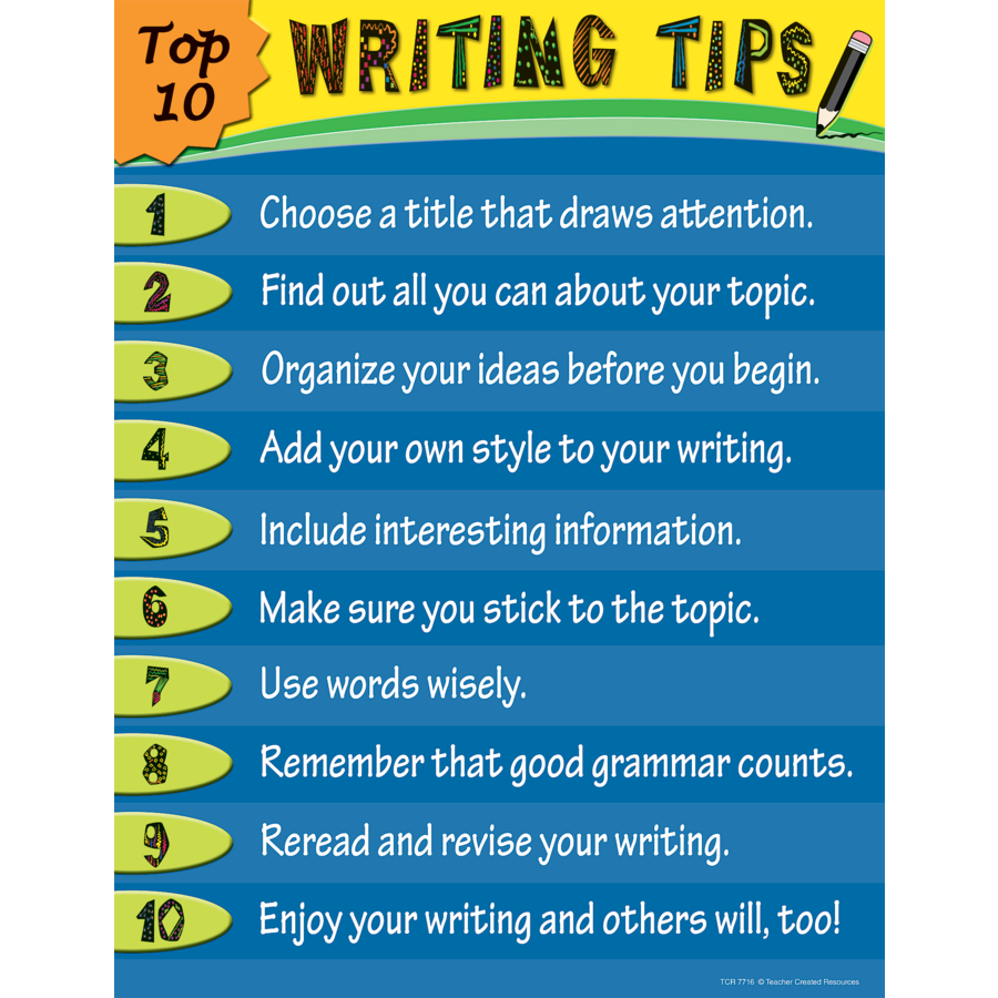 Top 10 Writing Tips Chart
