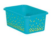 Teal Confetti Small Plastic Storage Bin