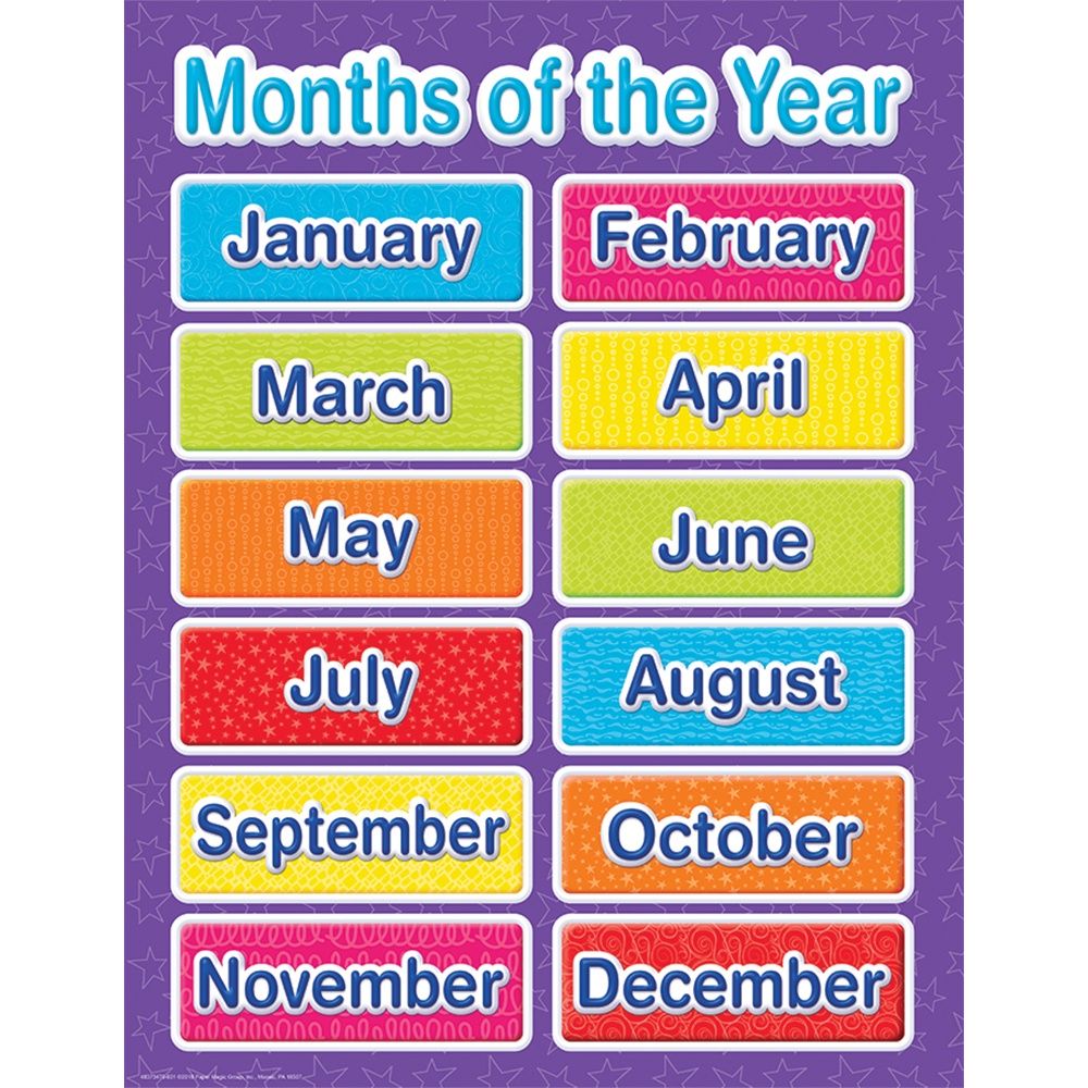 Months of the Year Chart Color My World
