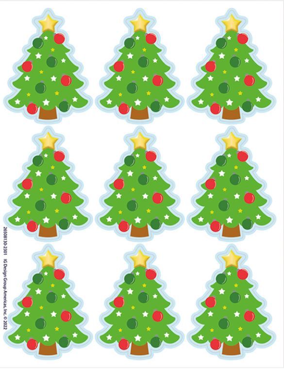 Christmas Tree Giant Stickers, Pack Of 36