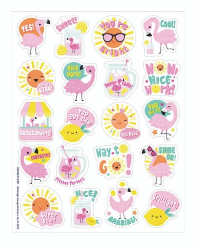 Strawberry Lemonade Flamingo Scented Stickers