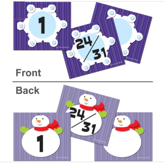 Snowflake &amp;amp; Snowman Calendar Cover up Cut Outs