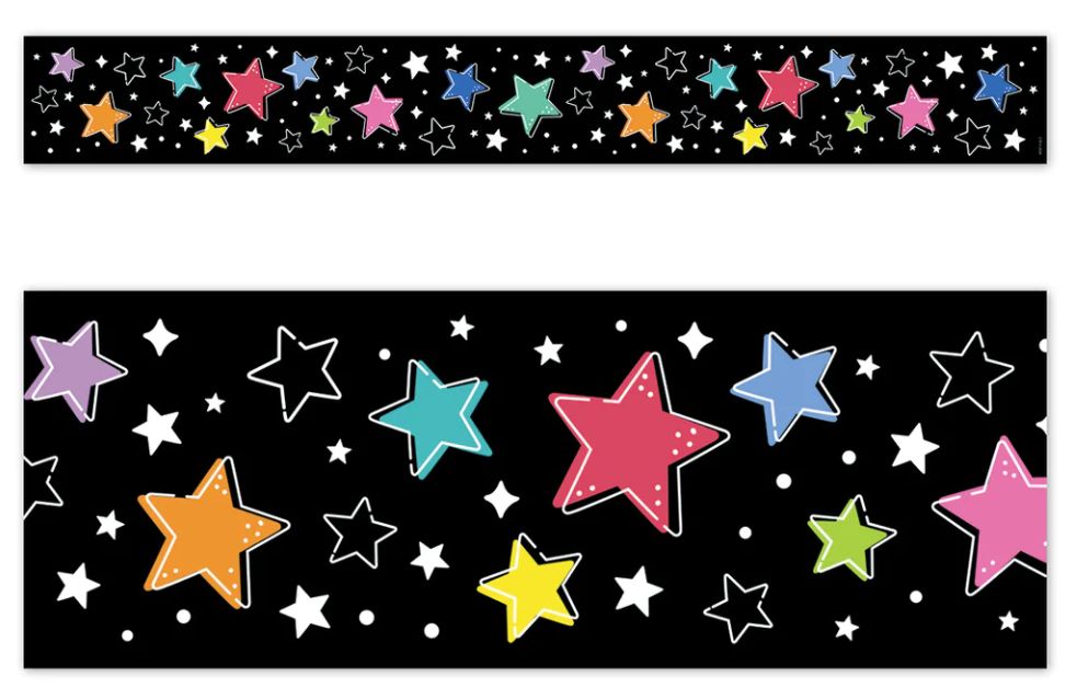 Star Bright Colorful Stars on Black EZ Border