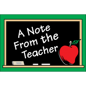 A Note from Teacher Post Cards