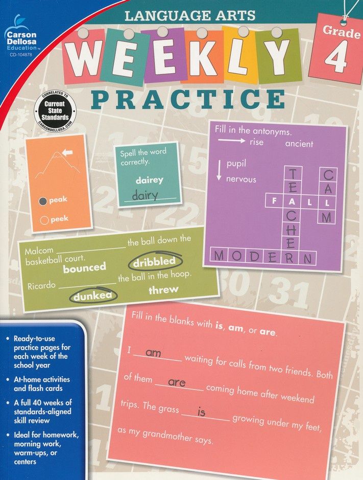 Weekly Practice: Language Arts Workbook Grade 4