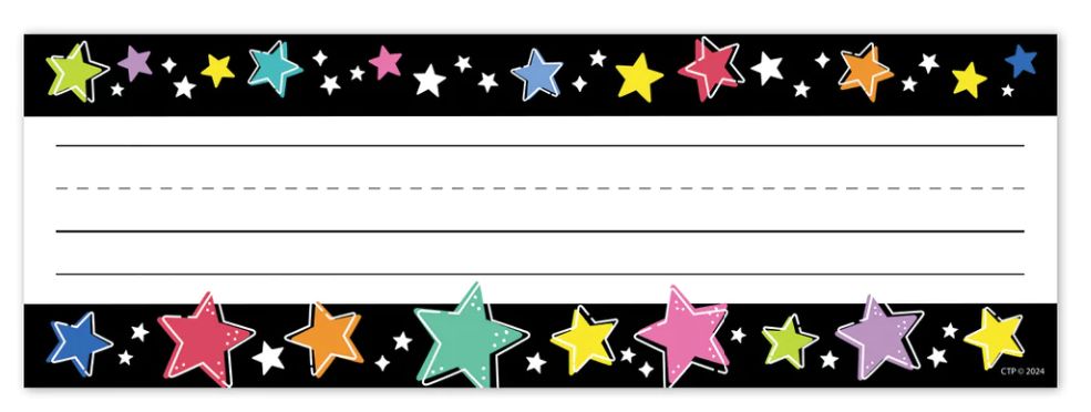Star Bright Colorful Stars on Black Name Plates