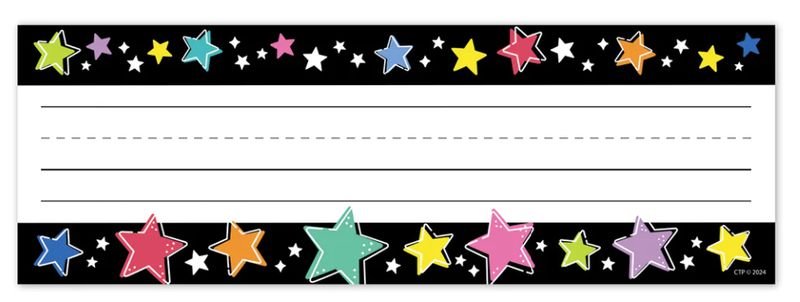 Star Bright Colorful Stars on Black Name Plates