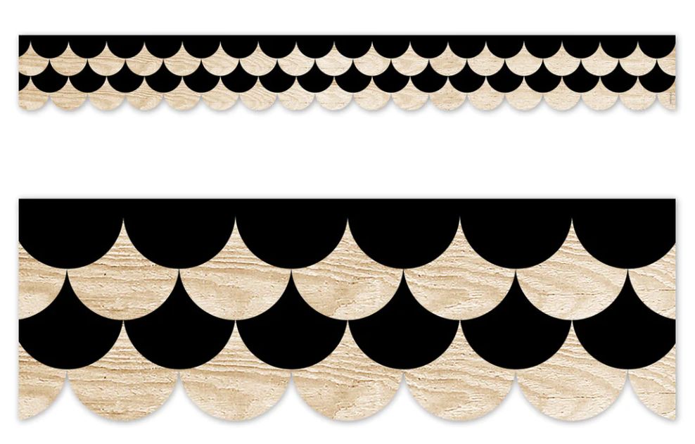 Core Decor Black and Wood Scallops EZ Border