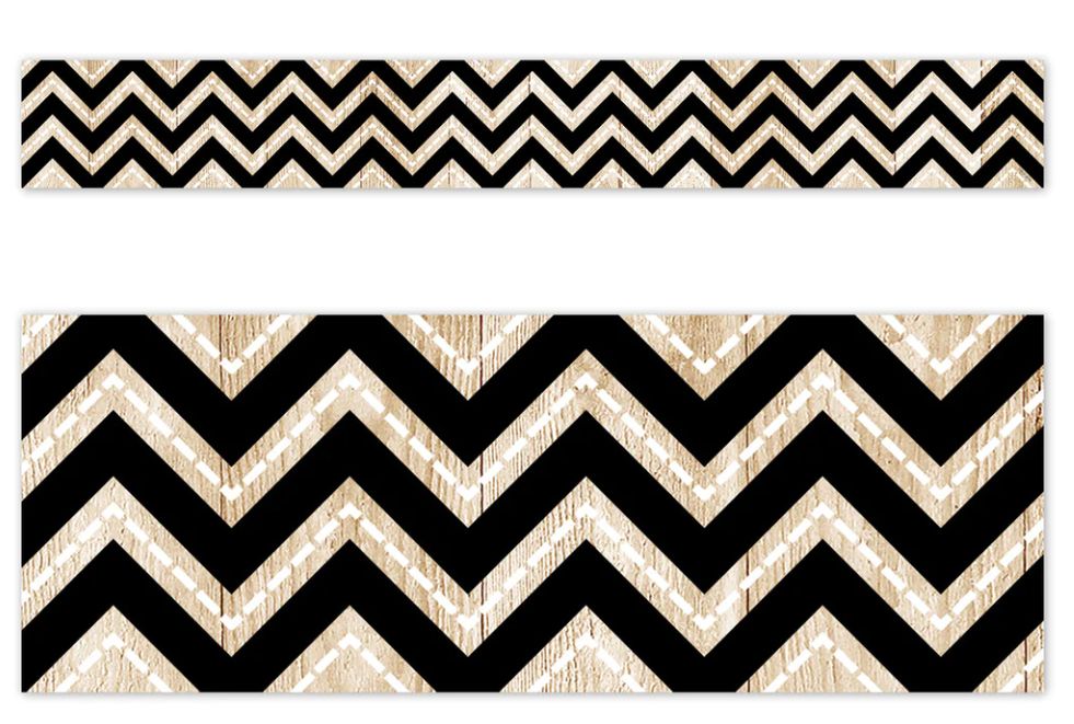 Core Decor Black and Wood Chevron EZ Border