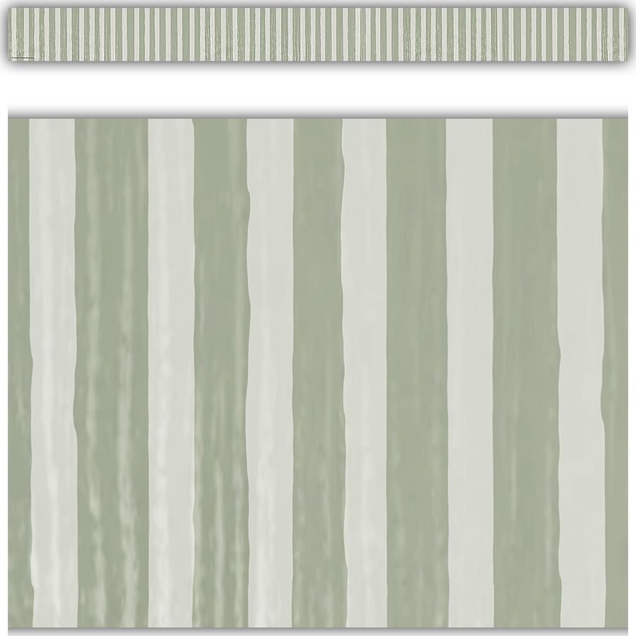 Classroom Cottage Sage Green Stripes Straight Border Trim