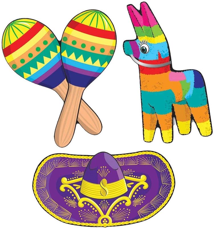 Fiesta Cut Outs Maracas, Pinata, Sombrero