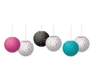 Gold Foil and Confetti 8&quot; Hanging Paper Lanterns