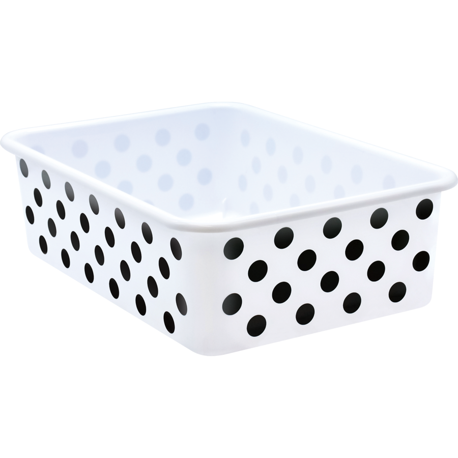 Black Polka Dots on White Large Plastic Storage Bin