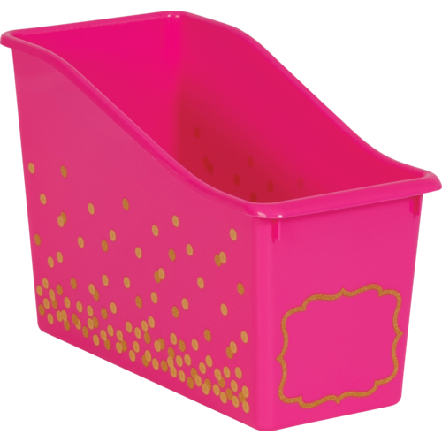 Pink Confetti Confetti Plastic Book Bin