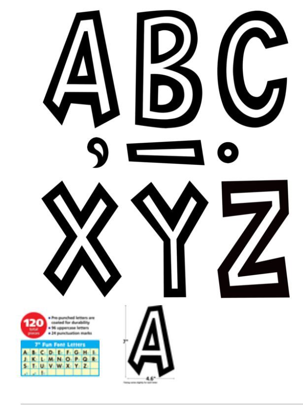 Black and White 7&#39;&#39; Fun Font Letters