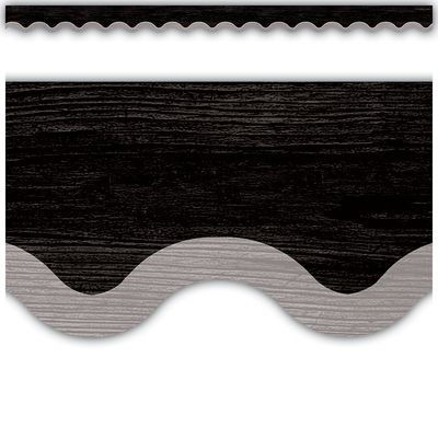 Black with Gray Scalloped Border Trim Modern Farmhouse
