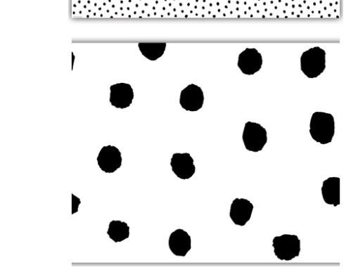 Black Painted Dots on White Straight Border Trim