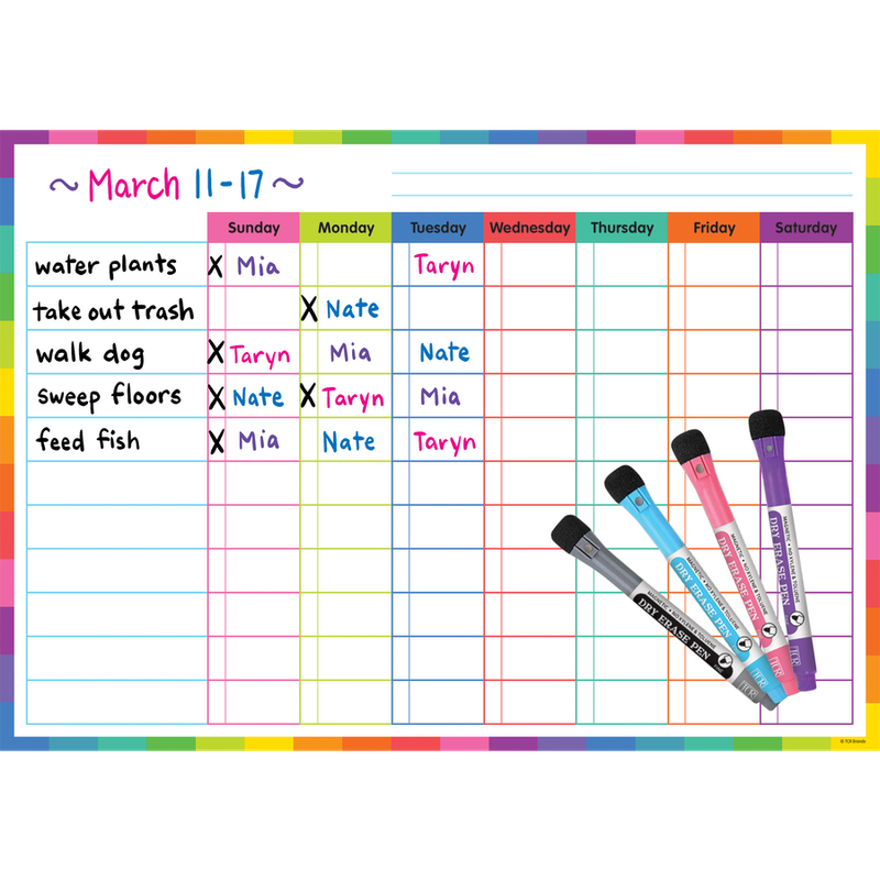 Colorful Dry-Erase Magnetic Task Chart