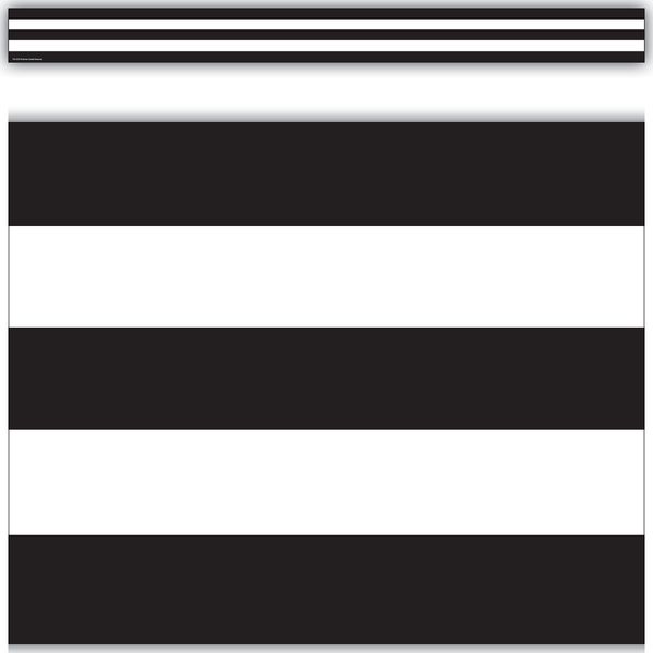 Black and White Stripes Straight Border Trim