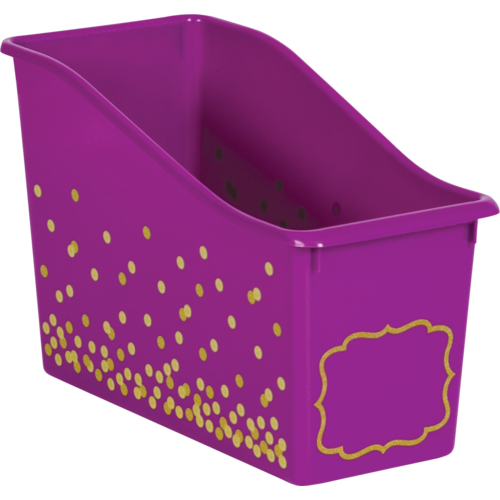 Purple Confetti Plastic Book Bin