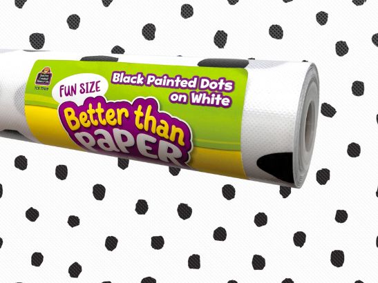 Fun Size Black Painted Dots on White Better Than Paper Bulletin Board Roll