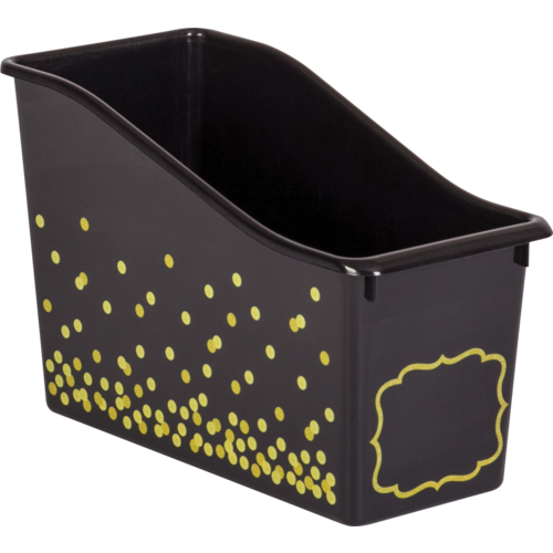 Black Confetti Plastic Book Bin