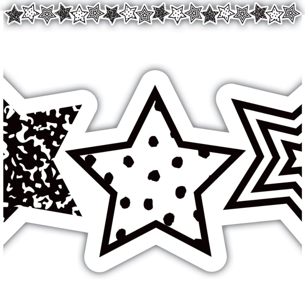 Black and White Stars Die-Cut Border Trim