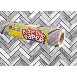 BTP White and Gray Wood Herringbone Better Than Paper Roll