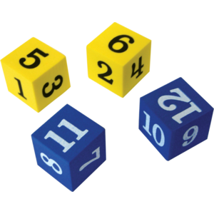 Foam Numbered Dice (numerals 1-12)