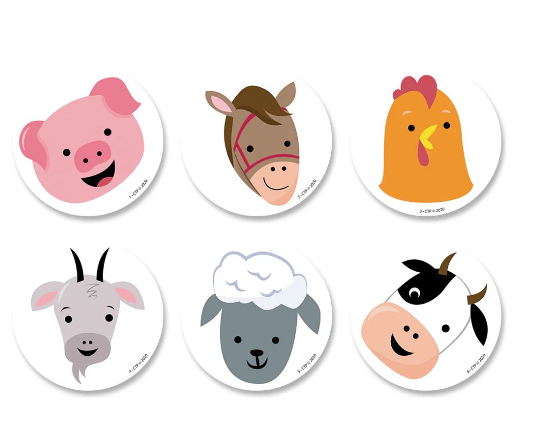 Farm Friends Farm Faces 3 Inch Designer Mini Cut-Outs