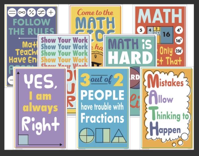 Math Fun Charts Bulletin Board Set