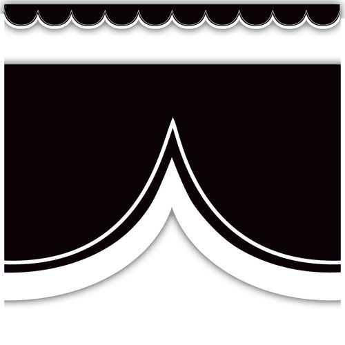 Black with White Scalloped Die-Cut Border Trim