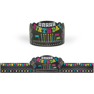 Chalkboard Brights Happy Birthday Crowns