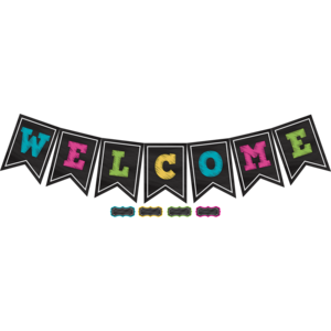 Chalkboard Brights Pennants Welcome Bulletin Board Display