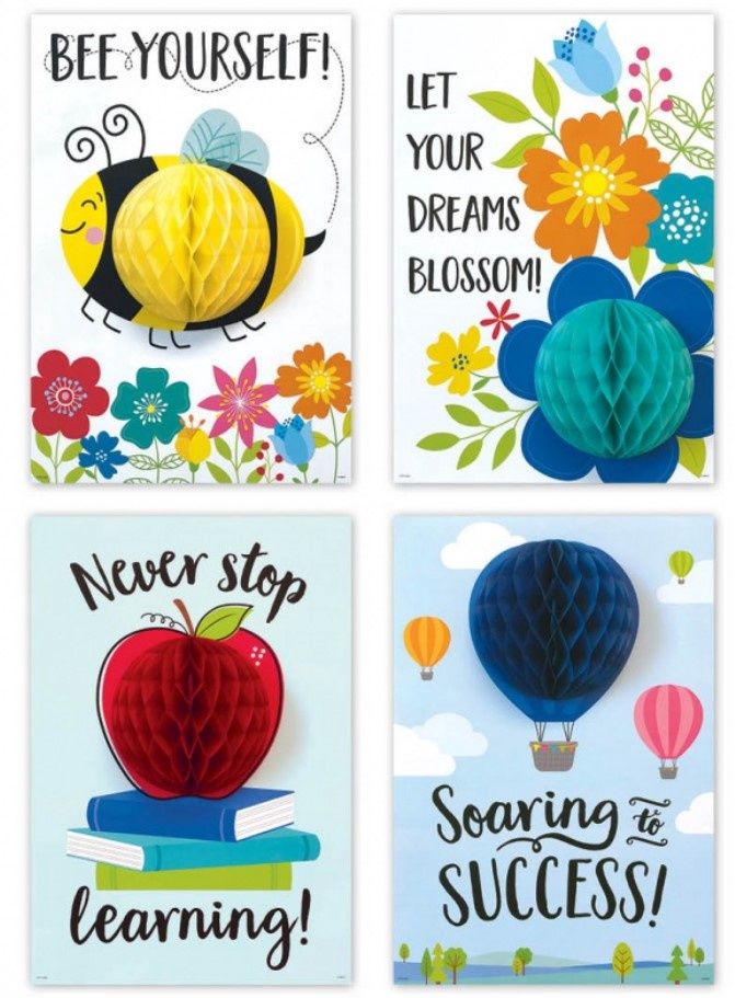 4 Pack 3D Pop! Positive Mindset Inspire U Posters