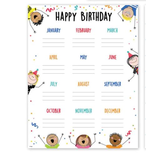 Happy Birthday Stick Kids Chart