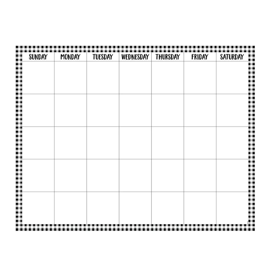 Buffalo Check Calendar Chart