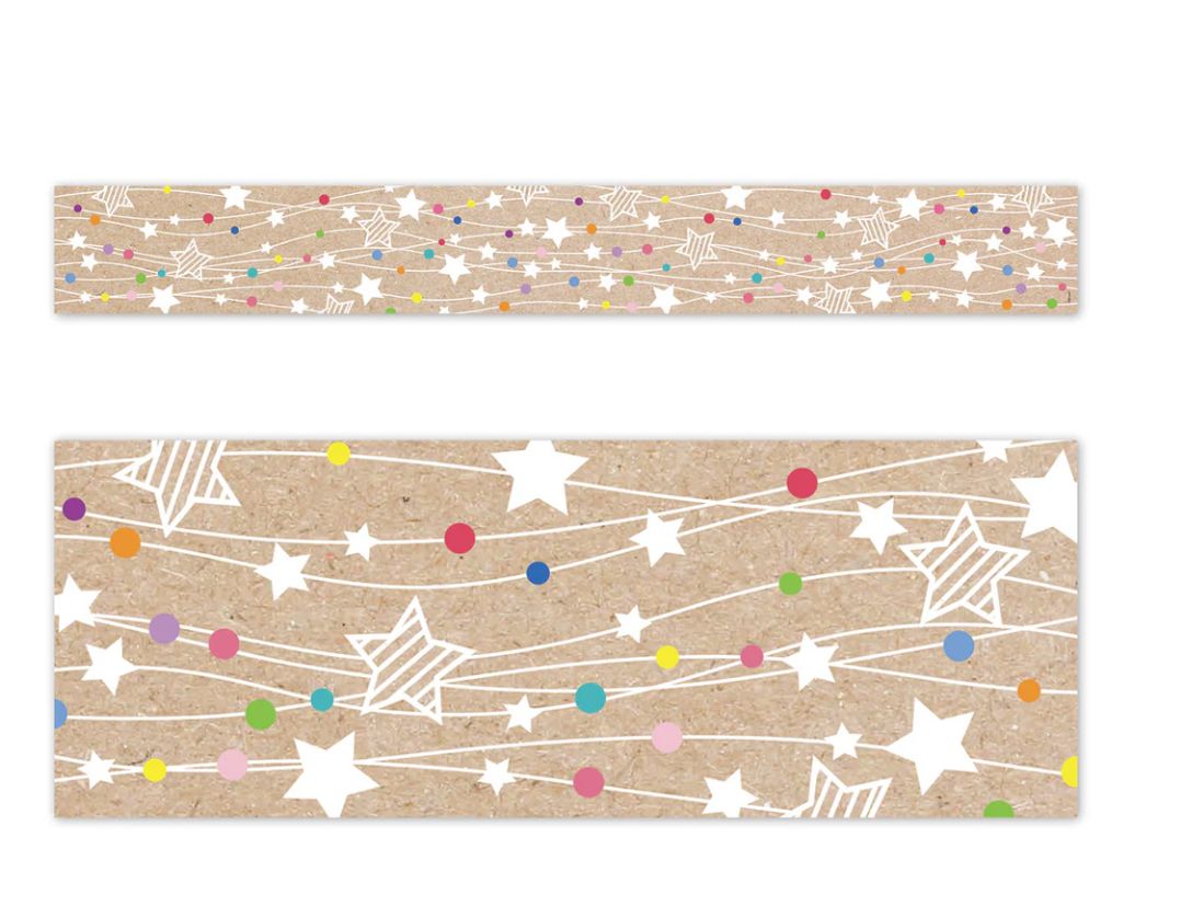 Krafty Pop Colorful Kraft Stars on Strings EZ Border
