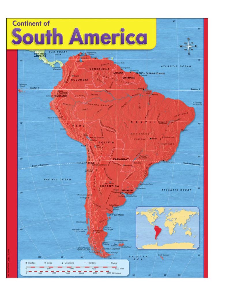 Continent of South America Learning Chart