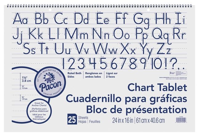 Manuscript Chart Tablet, 16 x 24 Inches, 1-1/2 Inch Ruled Long Way, 25 Sheets