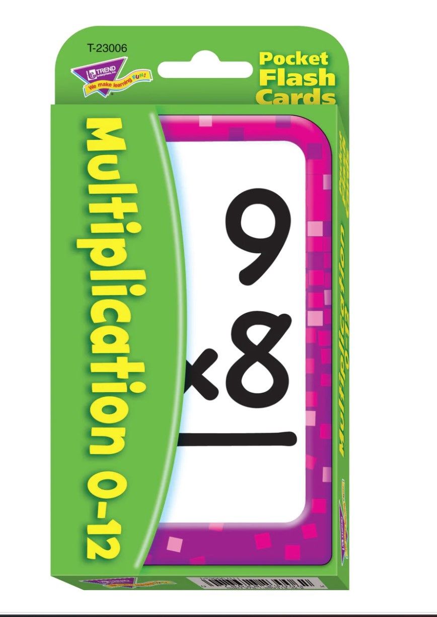 Multiplication Flash Cards 0-12t