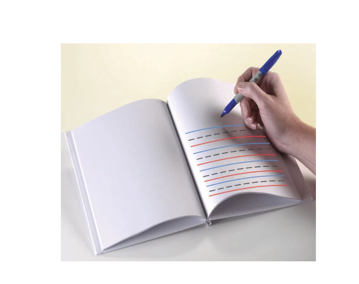 Blank Primary Lined with Red Base Line Hardcover Book, Portrait, 6&quot; X 8&quot;